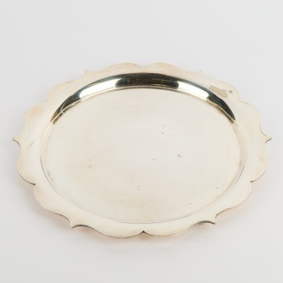 A Vintage Scalloped Edge Serving Tray Silver Plate