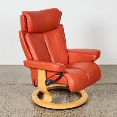 A Orange Leather Reclining Chair