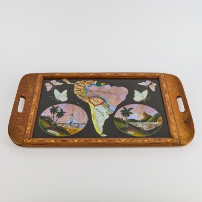 A Hand-Painted South America Designed Wood Tray