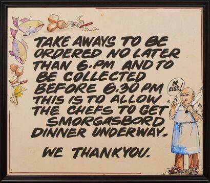 An Original Retro Take Away Sign