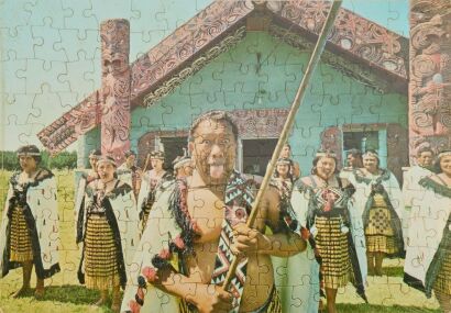 A Vintage Puzzle of a Maori Marae Scene