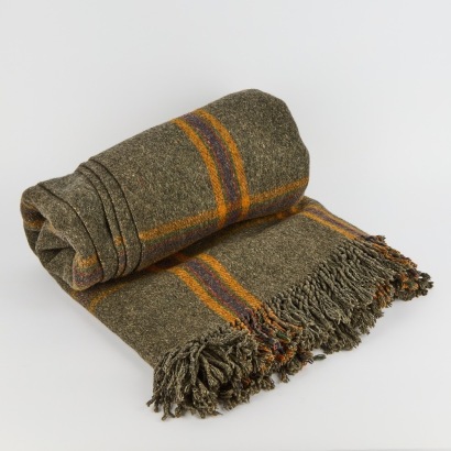 A Grey Plaid Woollen Travel Rug
