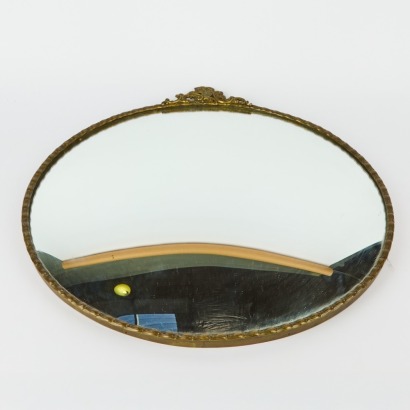 A 1940s Round Convex Wall Mirror