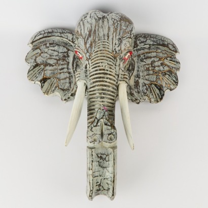 A Hand Carved Wooden Elephant Wall Hanging