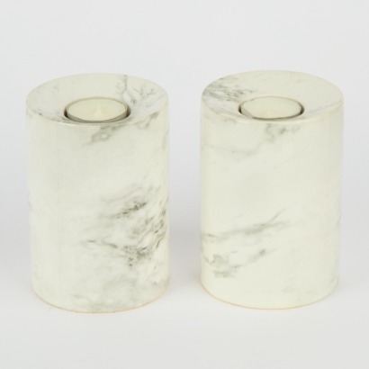 A Pair of Marble Look Candle Holders