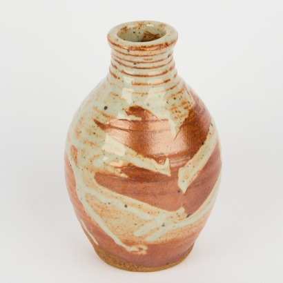 A Peter Stichbury Vase In A Shino Glaze With Wax Resist Decoration