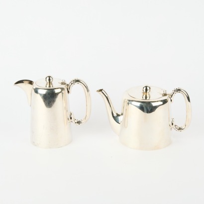 A Hotel Titirangi Engraved Silver-Plated Teapot and Coffee Pot, Walker & Hall c. 1930s