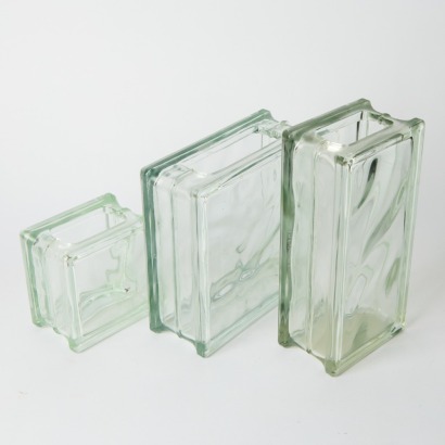A Collection of three German made Glass Brick Vases