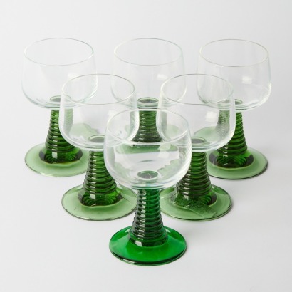 A Set of Six Vintage French Beehive Wine Glasses
