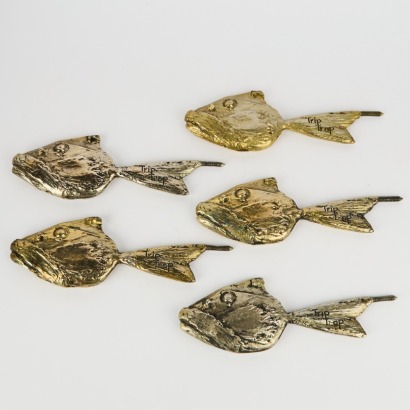 A Rare Set of Five Brass Fish Created by Eb Moller for Trip Trap