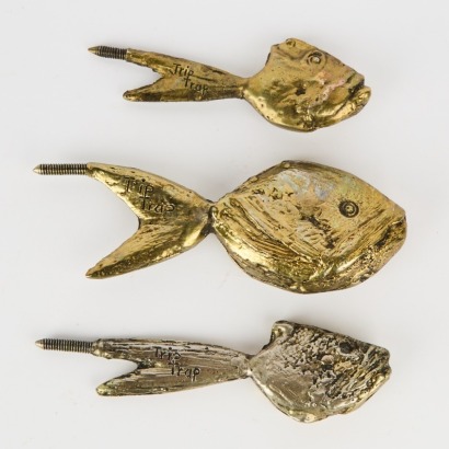 A Rare Set of Three Brass Fish Created by Eb Moller for Trip Trap
