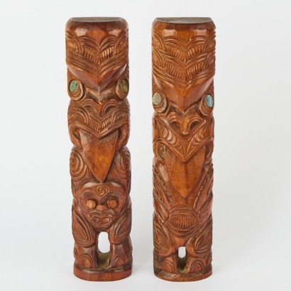 A Pair of Decorative Maori Totem Poles