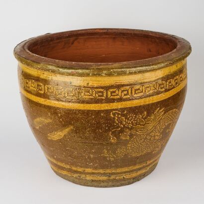 A Large Salt Glazed Dragon Pot