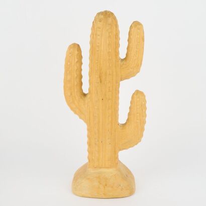 A Hand-Carved Wooden Cactus