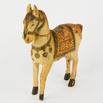 A Hand-Painted Folkart Wooden Horse