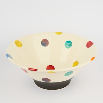 A Large Polka Dot Studio Pottery Bowl by Owen Bartlett