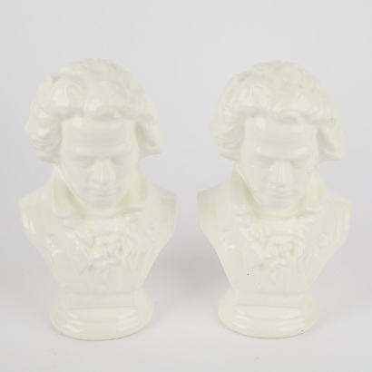 A Pair of Beethoven Ceramic Busts By Arneis
