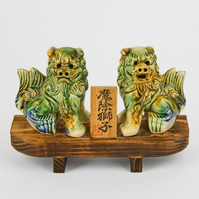 A Pair of Asian Ceramic Foo Dogs