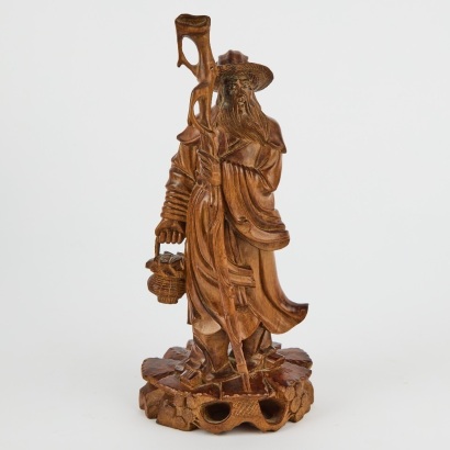 An Asian Carved Rosewood Wise Man Figure