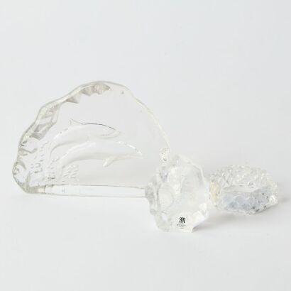 A Group of Three Crystal Glass Ornaments (Mats Jonason)