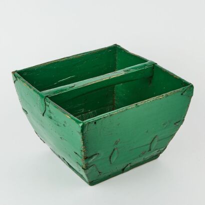 A Vintage Chinese Painted Wooden Rice Bucket