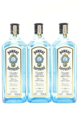 (3) Bombay Sapphire London Dry Gin, England, 1000ml, 47% ABV