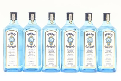 (6) Bombay Sapphire London Dry Gin, England, 1000ml, 47% ABV