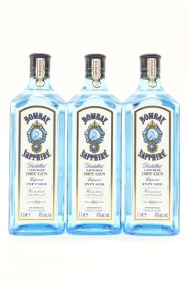 (3) Bombay Sapphire London Dry Gin, England, 1000ml, 47% ABV