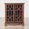 An Oriental Red-lacquer and Gilt-carved glass Two-door Cabinet