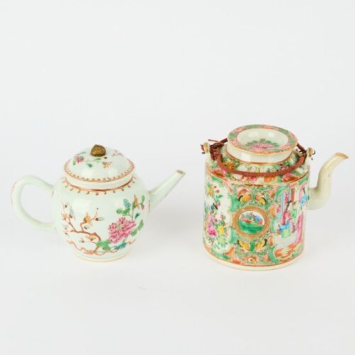 A Set of Two Chinese Qing Dynasty Famille-rose Teapots