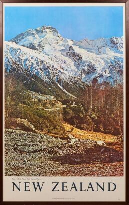 A Vintage Mt. Cook New Zealand Government Print From A Hotel Lobby