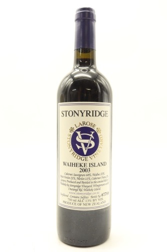 (1) 2003 Stonyridge Vineyard Larose, Waiheke Island