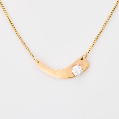 14ct / 10ct Yellow Gold, Modern .45ct Diamond Necklace on 38cm Box Chain