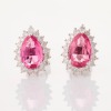 14ct White Gold, Modern, 1.38ct Pink Tourmaline / .35ct Diamond Stud Earring - Near new