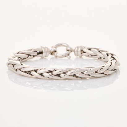 18ct White Gold, Modern, 18cm Foxtail Bracelet - Near new