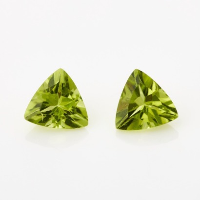 Pair of Loose, 1.50ct Trilliant Cut Peridots