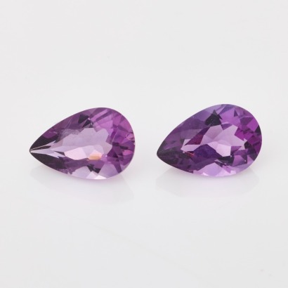 Pair of Loose, 5.20ct Pear Cut Amethysts