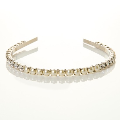 Miu Miu, Pearl / Rhinestone Embellished Head Band with Box