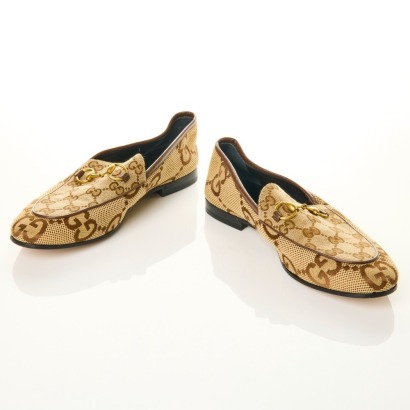 Gucci, Beige Jordan GG Canvas Loafers, Size 37.5