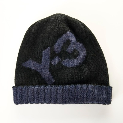 Y3 - Yohji Yamamoto, Black Wool Blend Beanie, One Size