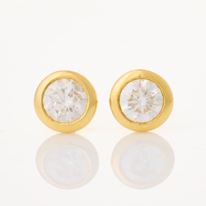 18ct Yellow Gold, 1.00ct Diamond Stud Earrings