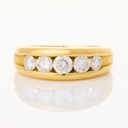 18ct Yellow Gold, Modern, 1.07ct Diamond Channel Set Ring
