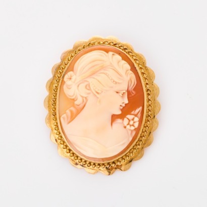 9ct Yellow Gold, Vintage, Oval Cameo Brooch