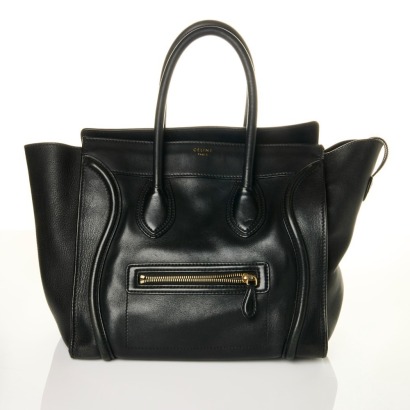 C&eacute;line, Black Calfskin/Lambskin Mini Luggage GHW