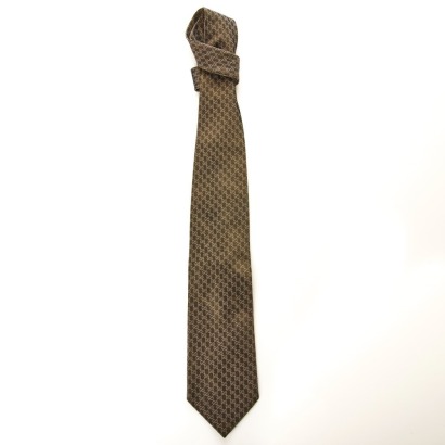 Gucci, Dark Brown Print 100% Silk Tie