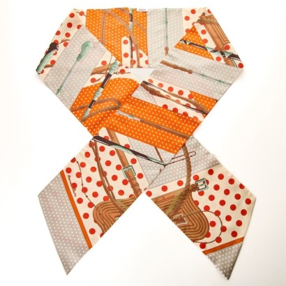 Herm&egrave;s, 'Clic Clac &agrave; Pois' Jumbo 100% Silk Twilly with Box