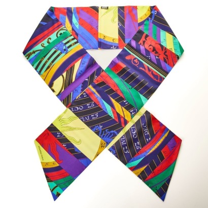 Herm&egrave;s, 'Astrologie Nouvelle' Jumbo 100% Silk Twilly with Box