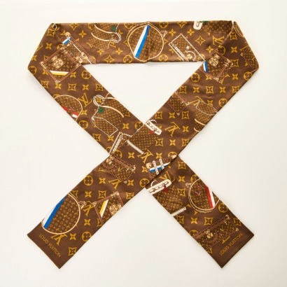 Louis Vuitton, 'Trunks and Monogram' 100% Silk Bandeau with Box