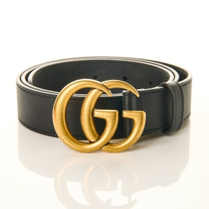 Gucci, GG Black Leather Belt, Size 90 / 36