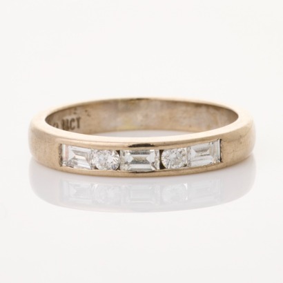18ct White Gold, .25ct Bezel Set Diamond Band